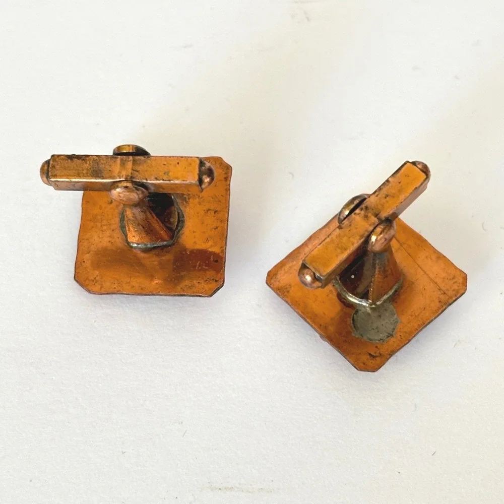 Vintage Cufflinks Copper Theater Masks Cufflinks‎ Comedy Tragedy Drama Artisitic